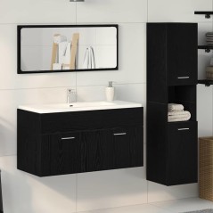 vidaXL Set di mobili per bagno 3 pezzi rovere nero legno ingegnerizzato