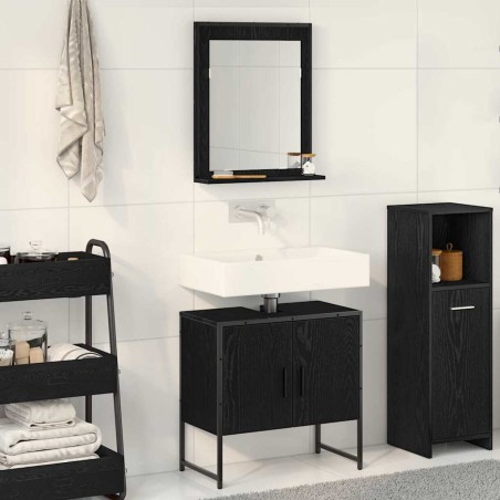 vidaXL Set di mobili da bagno a 2 pezzi in legno ingegnerizzato nero e rovere