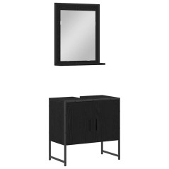 vidaXL Set di mobili da bagno a 2 pezzi in legno ingegnerizzato nero e rovere
