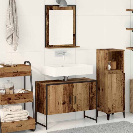 vidaXL Set di mobili da bagno 2 pezzi in legno vecchio e legno ingegnerizzato
