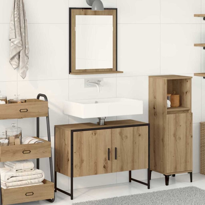 vidaXL Set di mobili da bagno 2 pezzi in legno ingegnerizzato rovere artisan