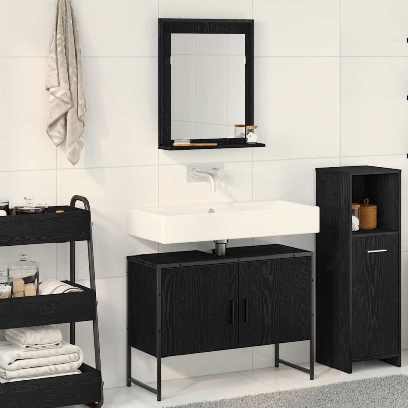 vidaXL Set di mobili per bagno a 2 pezzi in legno ingegnerizzato nero