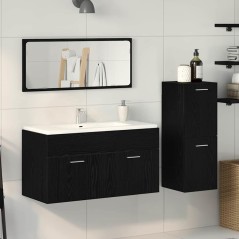 vidaXL Set di mobili da bagno in 3 pezzi in legno ingegnerizzato rovere nero