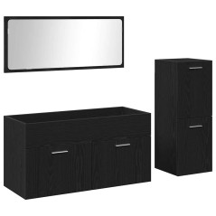 vidaXL Set di mobili da bagno in 3 pezzi in legno ingegnerizzato rovere nero