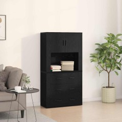 vidaXL Highboard Rovere Nero 80x33x150 cm Legno Ingegnerizzato