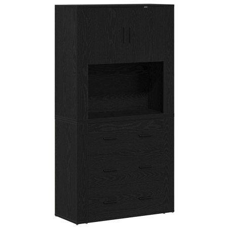 vidaXL Highboard Rovere Nero 80x33x150 cm Legno Ingegnerizzato