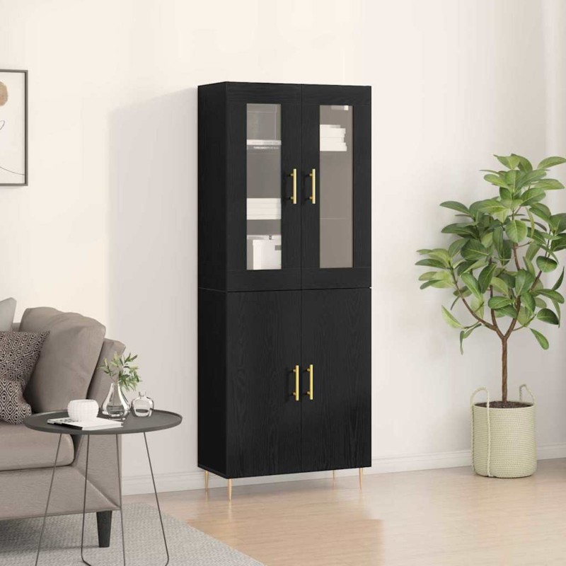 vidaXL Alto Rovere Nero 69.5x34x180 cm Legno ingegnerizzato