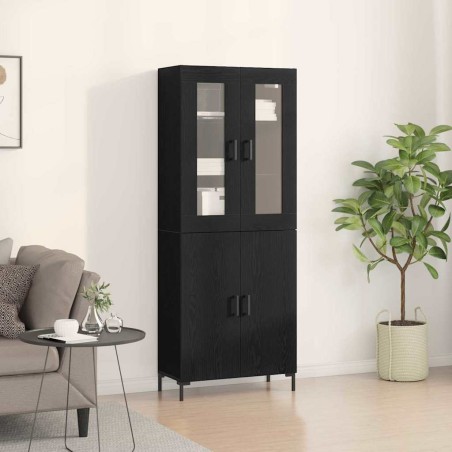 vidaXL Mobile con Armadietto Nero Rovere Legno Ingegnerizzato
