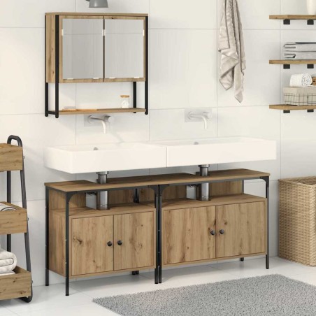 vidaXL Set di Mobili da Bagno in 3 Pezzi Rovere Artigianale Legno Ingegnerizzato