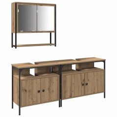vidaXL Set di Mobili da Bagno in 3 Pezzi Rovere Artigianale Legno Ingegnerizzato