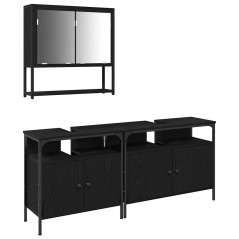 vidaXL Set di mobili da bagno 3 pezzi Rovere Nero Legno ingegnerizzato