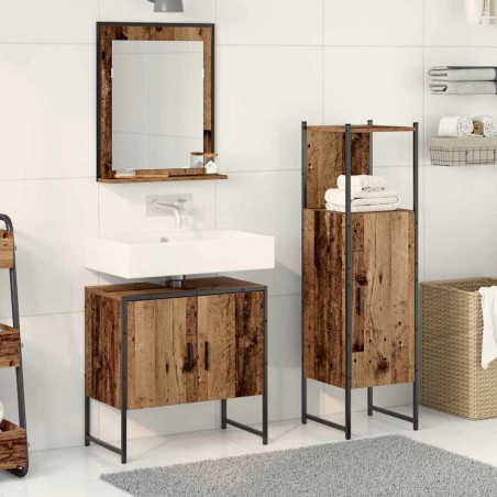 vidaXL Set di Mobile Bagno 3 Pezzi in Legno Invecchiato