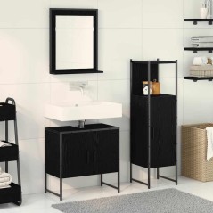 vidaXL Set di mobile da bagno a 3 pezzi in legno ingegnerizzato effetto rovere nero