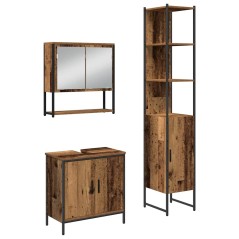 vidaXL Set di mobili per bagno a 3 pezzi in legno vecchio