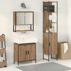 vidaXL Set di Mobili da Bagno in 3 Pezzi in Rovere Artigianale in Legno Ingegnerizzato