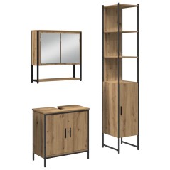 vidaXL Set di Mobili da Bagno in 3 Pezzi in Rovere Artigianale in Legno Ingegnerizzato