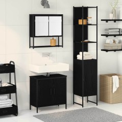 vidaXL Set di mobili da bagno 3 pezzi in legno ingegnerizzato rovere nero