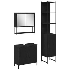vidaXL Set di mobili da bagno 3 pezzi in legno ingegnerizzato rovere nero
