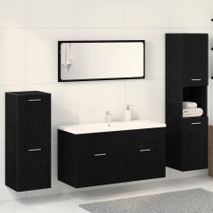 vidaXL Set di mobili per bagno in 4 pezzi rovere nero legno ingegnerizzato