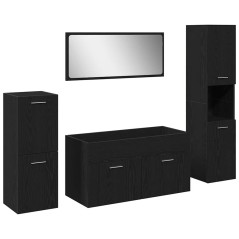 vidaXL Set di mobili per bagno in 4 pezzi rovere nero legno ingegnerizzato