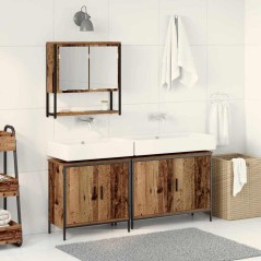vidaXL Set di mobili da bagno 3 pezzi in legno vecchio e legno ingegnerizzato