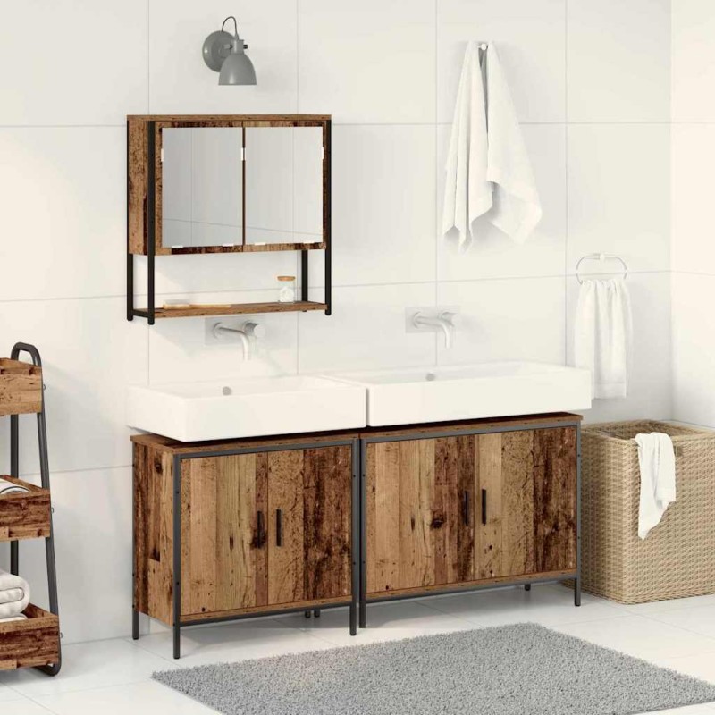vidaXL Set di mobili da bagno 3 pezzi in legno vecchio e legno ingegnerizzato
