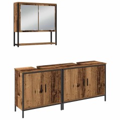 vidaXL Set di mobili da bagno 3 pezzi in legno vecchio e legno ingegnerizzato