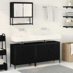 vidaXL Set di mobili da bagno 3 pezzi legno ingegnerizzato quercia nera