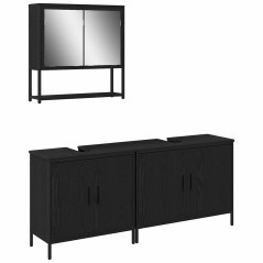 vidaXL Set di mobili da bagno 3 pezzi legno ingegnerizzato quercia nera