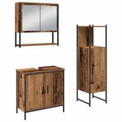 vidaXL Set di mobili da bagno 3 pezzi in legno vecchio e legno ingegnerizzato