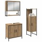 vidaXL Set di arredamento bagno in 3 pezzi Rovere Massello Legno Ingegnerizzato