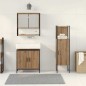 vidaXL Set di arredamento bagno in 3 pezzi Rovere Massello Legno Ingegnerizzato