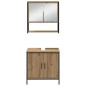 vidaXL Set di arredamento bagno in 3 pezzi Rovere Massello Legno Ingegnerizzato