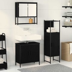 vidaXL Set di mobili da bagno 3 pezzi in legno ingegnerizzato rovere nero