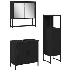vidaXL Set di mobili da bagno 3 pezzi in legno ingegnerizzato rovere nero