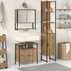 vidaXL Set di Mobili per Bagno in 3 Pezzi in Rovere Artigianale, Fatto in Legno Ingegnerizzato