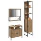 vidaXL Set di Mobili per Bagno in 3 Pezzi in Rovere Artigianale, Fatto in Legno Ingegnerizzato