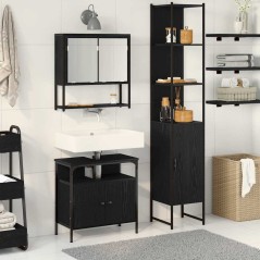 vidaXL Set di mobili da bagno 3 pezzi in rovere nero