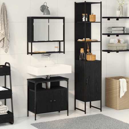 vidaXL Set di mobili da bagno 3 pezzi in rovere nero