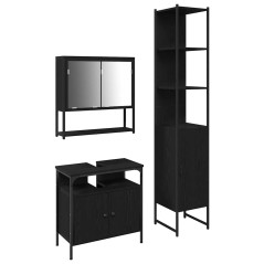 vidaXL Set di mobili da bagno 3 pezzi in rovere nero
