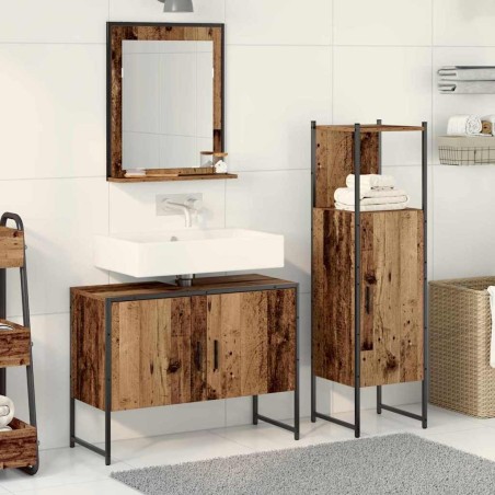 vidaXL Set di mobili per bagno 3 pezzi in legno vecchio in legno ingegnerizzato