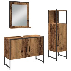 vidaXL Set di mobili per bagno 3 pezzi in legno vecchio in legno ingegnerizzato