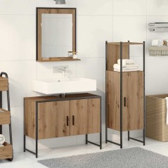 vidaXL Set di mobili da bagno 3 pezzi in legno ingegnerizzato rovere artisan
