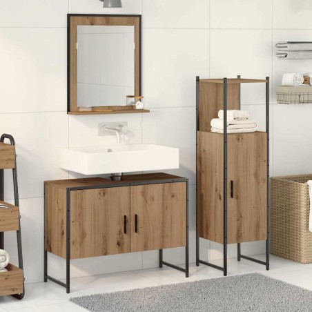 vidaXL Set di mobili da bagno 3 pezzi in legno ingegnerizzato rovere artisan