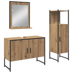 vidaXL Set di mobili da bagno 3 pezzi in legno ingegnerizzato rovere artisan