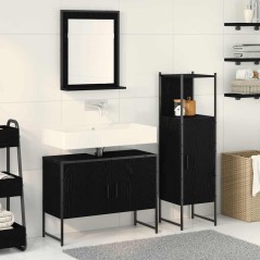 vidaXL Set di mobili per bagno in 3 pezzi legno ingegnerizzato rovere nero