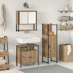 vidaXL Set di Mobili da Bagno in 3 Pezzi Rovere Artigianale Legno Ingegnere