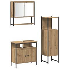 vidaXL Set di Mobili da Bagno in 3 Pezzi Rovere Artigianale Legno Ingegnere