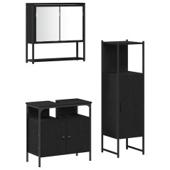 vidaXL Set di Mobili da Bagno 3 Pezzi Quercia Nera Legno Ingenerizzato