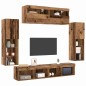 vidaXL Set di 8 Unità Muro TV con LED Legno Antico Legno Ingegnerizzato vidaXL Set di 8 Unità Muro TV con LED Legno Antico Legno Ingegnerizzato